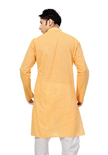 sai chikan men's regular fit yellow long kurta