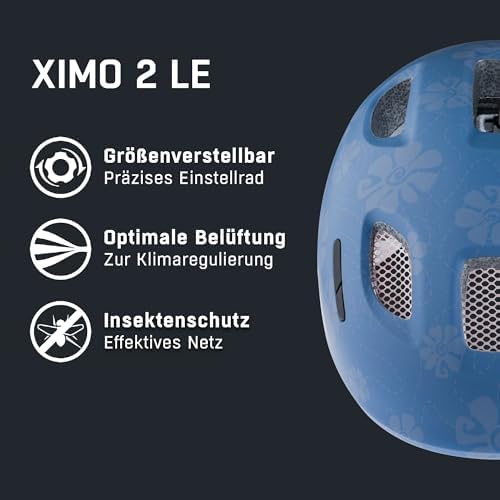 Ximo 2 L.E. Kinderfahrradhelm, Soft bl. Flow. matt, 47-51 cm