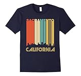 Men's Retro 1970's Sacramento California Downtown Skyline T-Shirt 2XL Navy