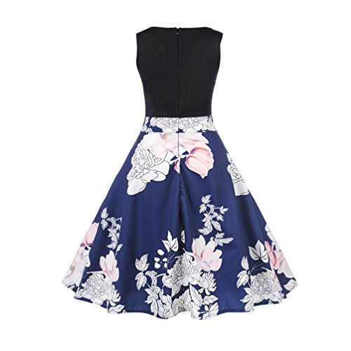 Summer Dress,Clearance! AgrinTol Women Casual Vintage Printing Bodycon Sleeveless Evening Party Prom Swing Dress (XXL, Blue2)
