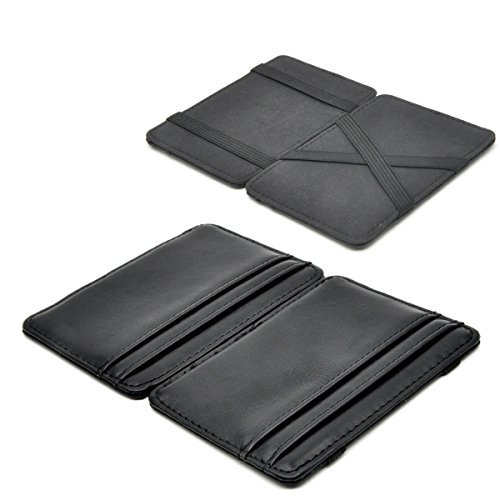 Photo 1 of Patty Both Slim Leather Pocket Wallet with Magic Money Clip & Card Holders (Black)