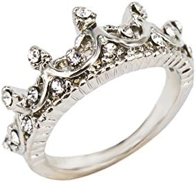 Silver Plated Rings Finger Band Rhinestone Crown Wedding Size 5-8 Princess New (5)