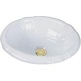 Maykoosh Ceramic Bathroom Sink - White Drop-in Bowl with Overflow & Faucet - 12 7/8" x 15 1/2"