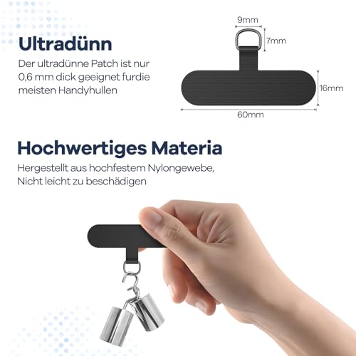 caslord Handyband Universal, Handy Lanyard mit Universelles Patch, Handyband mit Hülle kombinierbar, Einstellbar und Abnehmbar