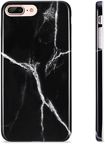 Black iPhone 7 Plus Case Marble Design, KINFUTON Shock Absorption Sleek Soft Case, Compatible with iPhone 7 Plus/iPhone 8 Plus 5.5" (Black Marble-K26)