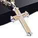 Trendsmax Polished Stainless Steel Gold Silver Cross Crucifix Pendant Necklace Chain For Mens Boys 5mm Byzantine Chain 26inch