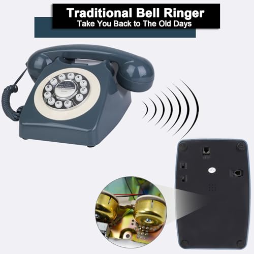 Sangyn Classic Retro Telephone Vintage Style Cord Phone with Push Button Old Fashioned Landline Desk Phone for Home Office Hotel and Bar