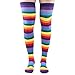 Colorful Rainbow Stripe Leggings Long Knit Gloves Socks Set Party Costume Accessory
