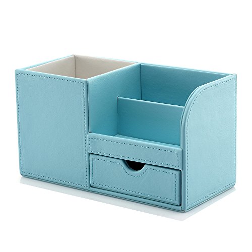 KINGFOM Pu Leather Desktop Organizer For Office Supplies, Desk