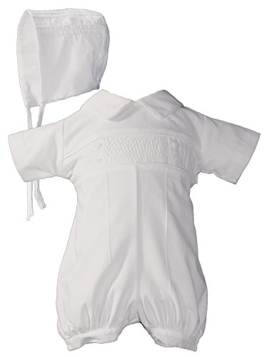 Baby Boys White Cotton Smocked Baptism Outfit Set 6 Month