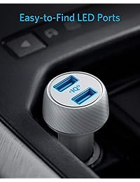 Anker - Cargador para automóvil, compatible con dispositivos QC, 30 W 12 V Dual USB cargador rápido PowerDrive velocidad 2 con PowerIQ 2.0 para Galaxy S9 S8 Edge Note, iPhone Xs Max XR X 8, iPad Pro Air 2 Mini, LG, y más