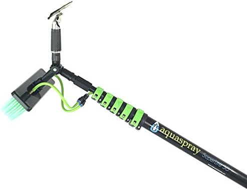30 ft Water Fed Pole, Window and Solar Cleaning Tool w/Brush and Squeegee Double Adapter by EquipMaxx …