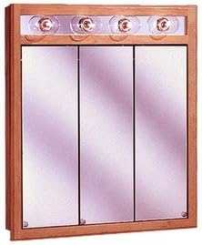 Amazon Com Legacy 30 Lighted Tri View Medicine Cabinet Finish Medium Maple Kitchen Dining