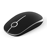 Jelly Comb 2.4G Slim Wireless Mouse with Nano Receiver, Less Noise, Portable Mobile Optical Mice for Notebook, PC, Laptop, Computer, MacBook MS001 (Black and Silver)