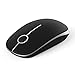 Jelly Comb 2.4G Slim Wireless Mouse with Nano Receiver, Less Noise, Portable Mobile Optical Mice for Notebook, PC, Laptop, Computer, Macbook - Black and Silver