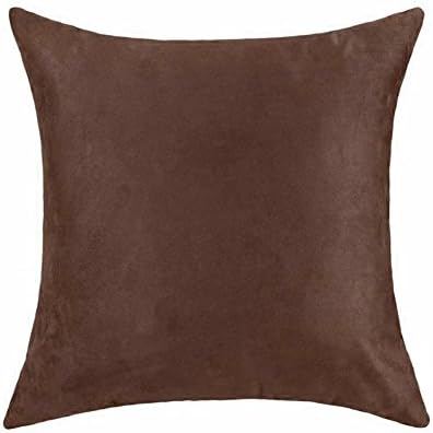 Arlumi Faux Suede Square Home Decorative Throw Pillow Case Cushion Cover with Hidden Zipper,Chocolate 20"x20"