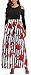 VLUNT Women's African Floral Print A Line Long Skirt Pockets Two Pieces Maxi Dress Red