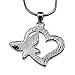 Crystal Heart Butterfly Pendant Silver Love Necklace Anniversary Mother's Day Christmas Jewelry Gift for Daughter Girlfriend Mom Wife Girl Woman