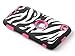 ULAK Zebra Design Combo Rose Pink Hard PC and Soft Silicon Case Cover Skin Gel for Apple iPod Touch Generation 4 with Screen Protector and Stylus