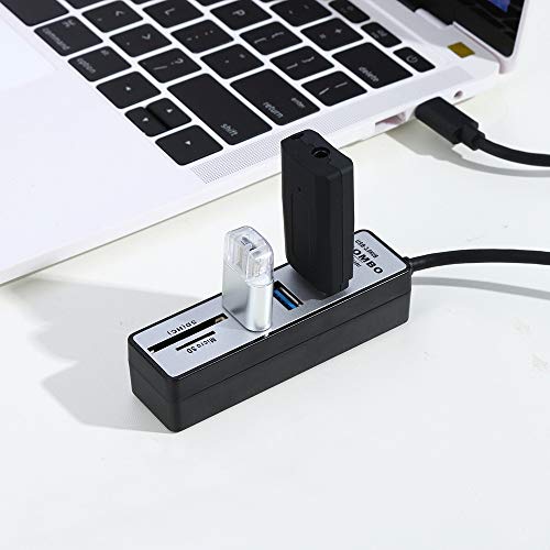 Sonmer Multi Port High Speed USB 3.0 Splitter Combo Hub, With SD/TF Card Reader Port (Black, USB)
