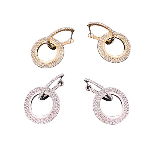 Clearance Deal! Hot Sale! Earring, Fitfulvan 2018 Women Jewelry Rhinestone Austria Crystal Pendant Hoop Earring (Silver-1)
