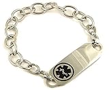 Stainless Steel Medical Bracelet Engraved Penicillin Allergy Black Medical Symbol