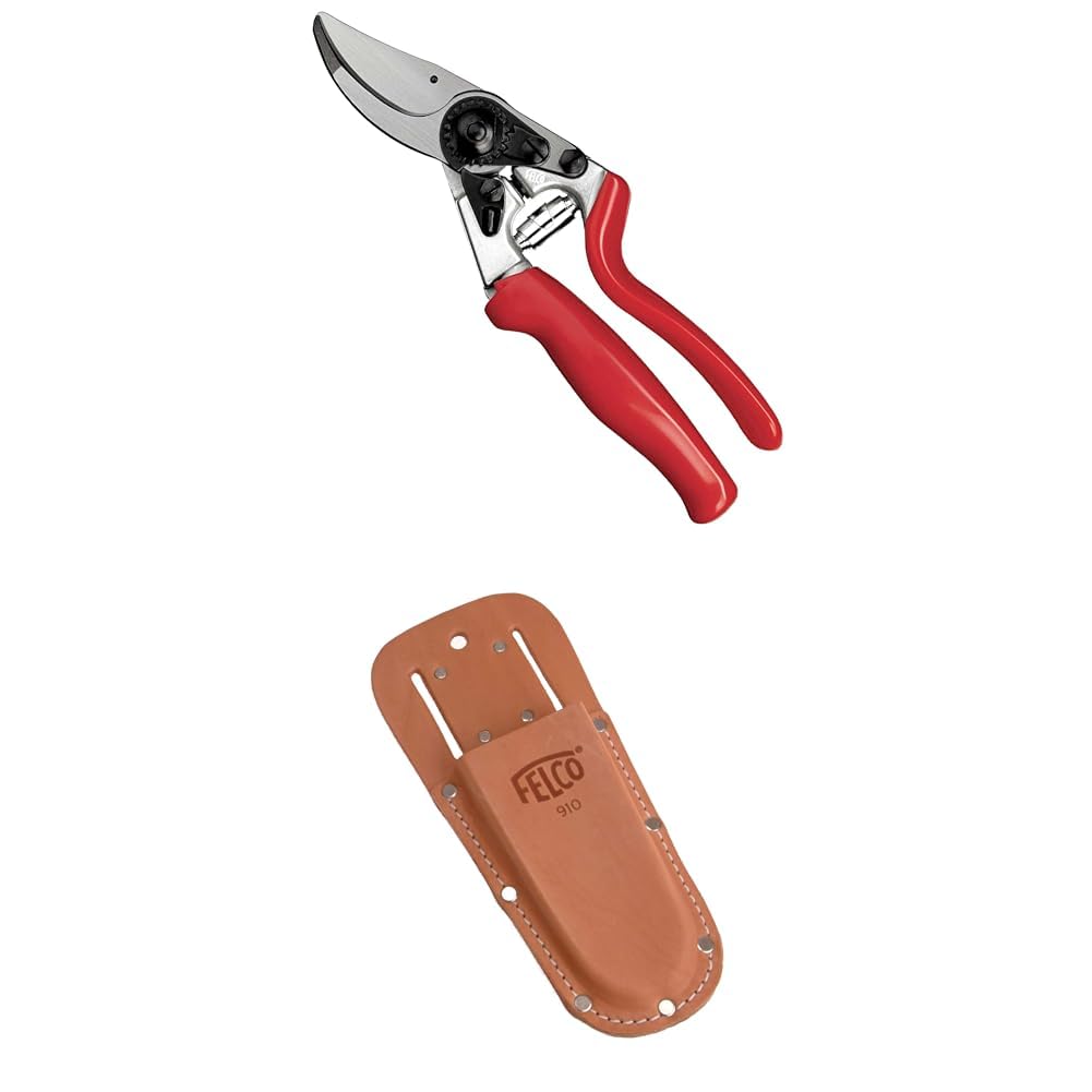 FELCO Model 12 Secateurs (Medium) & F-910 Model Leather Holster, Brown