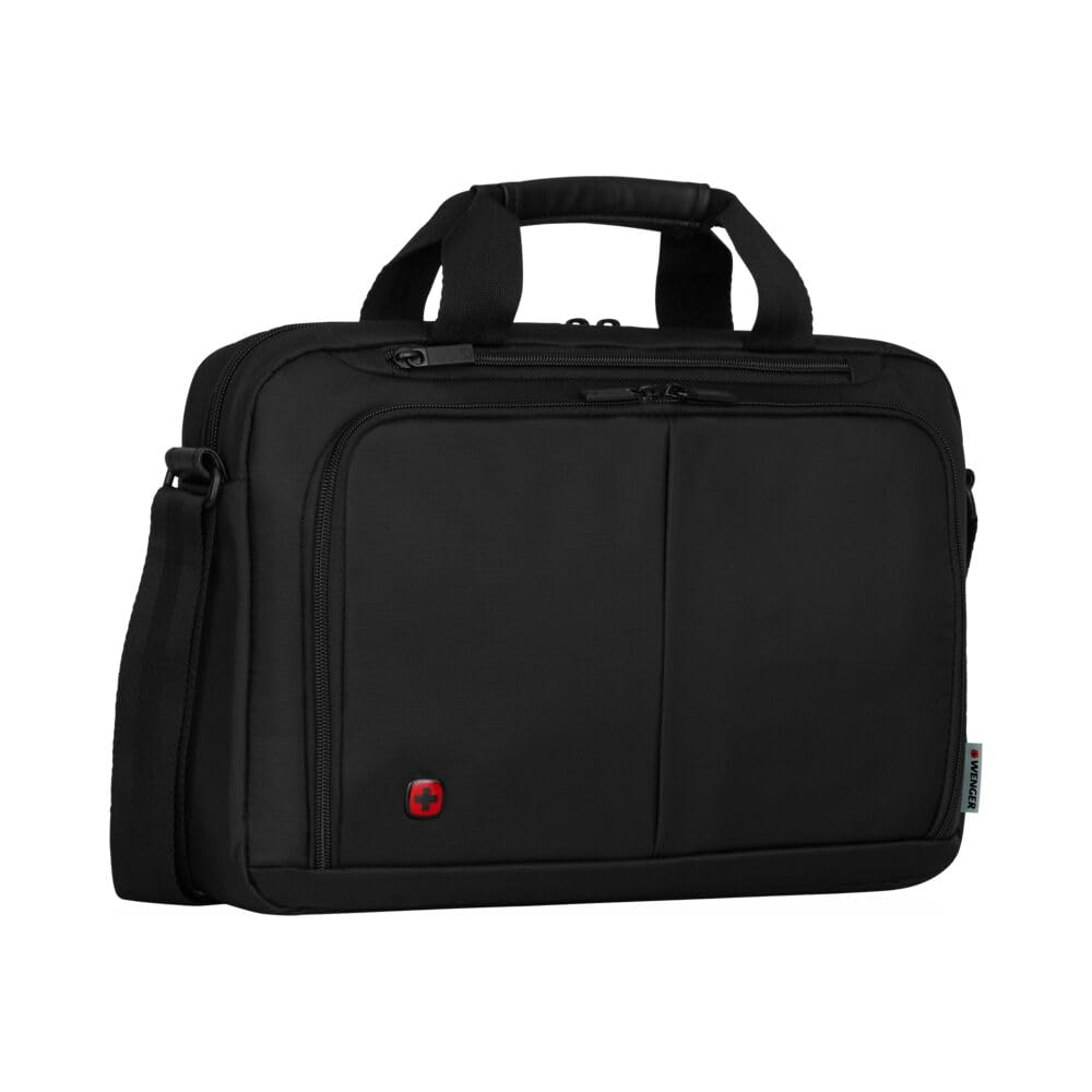 Wenger Source 14 Briefcase, Laptop Bag Over Shoulder, Fits up to 14″ Laptop, up to 10″ Tablet, 5 l, Unisex, Ideal for Office Business Uni School, Black
