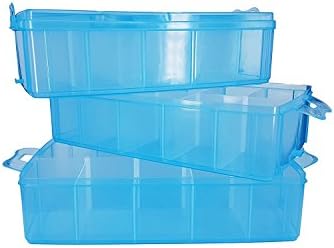 XXL PapiMax minifigure display box 3 stackable Storage 30 compartments 27 dividers Box clear blue (Blue)