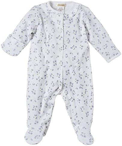 Lyda Designs Baby Girls Soft Comfy 100% Pima Cotton Printed Romper Footie Pajama - Baby Lilac (6/9 Months)