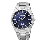 Seiko Men's Silvertone Blue Dial Solar Dress Watch