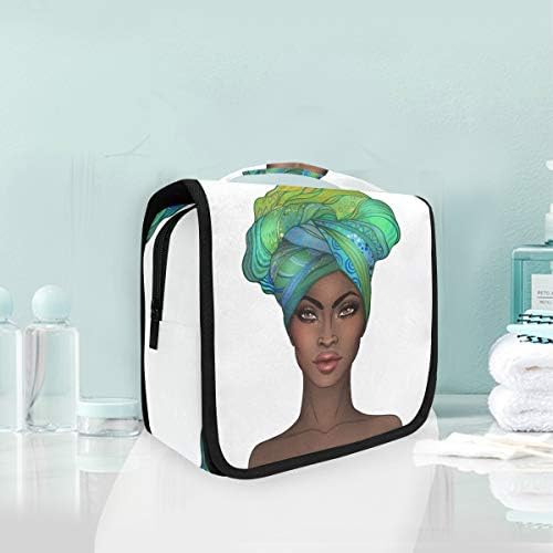 Toiletry Bag Multifunction Cosmetic Bag African American Pretty Girl Portable Makeup Pouch Travel Organizer Bag for Women Girls
