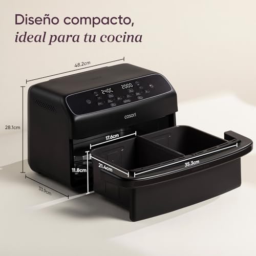 Cosori Air Fryer 8.6L Dual Blaze TwinFry Compact, PFAS and Teflon Free | PFAS Free Ceramic Coating, Dual Blaze™ Technology, 1 or 2 Zone Splitter, SYNC&Match Modes, 6 Functions, 2700W