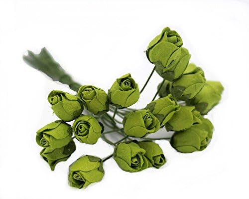 22 Green Little Roses Handmade Mulberry Paper Flowers Wedding Flower (FL32)