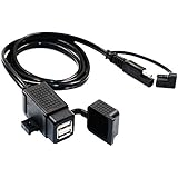 MOTOPOWER MP0609C 3.1Amp Waterproof Motorcycle Dual USB Charger Kit SAE to USB Adapter Cable Phone Tablet GPS Charger