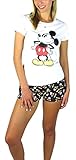 Disney Mickey Mouse Pajama Shirt and Shorts Sleep Set White