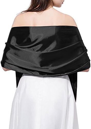 Baiweite Satin Shawl Wrap Wrap For Evening/Wedding Party (Black)