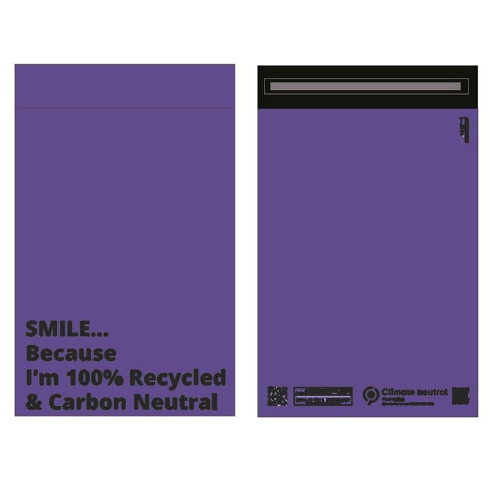 100x Mailer Bags Mailing Envelope Made from 100% Recycled Material Colourful Parcel Shipping Smart Mailer(10 x 14 Inch,Purple)
