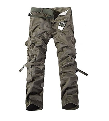 Keybur Men's Cotton Casual Military Army Cargo Camo Combat Work Pants (34, Army Green)