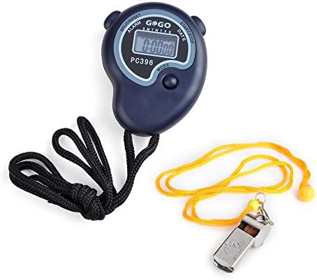 GOGO Electronic Stopwatch Whistle Set, Sport Chronograph Stopwatch + Referee Whistle