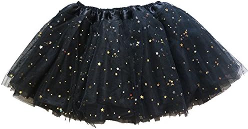 Lovelyprincess 4 Layers Girls’ Sparkle Halloween Ballet Tutu Skirt Black For 2-7T