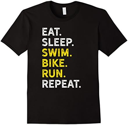 Mens Eat Sleep Swim Bike Run Repeat - Funny Triathlon Routine Tee Small Black