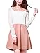 Allegra K Ladies Contrast Color Above Knee Mesh Panel Dress M Light Pink