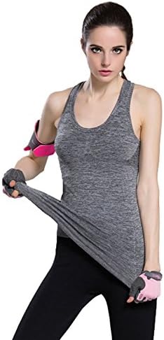 Women's Sports Yoga Fitness Racerback Sleeveless Tank Top Running Shirt Vest Grey Medium