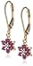 18k Yellow Gold Plated Sterling Silver Genuine Ruby and Diamond Accent Flower Dangle Earrings