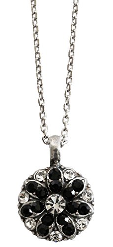 Mariana Guardian Angel Crystal Pendant Chain Necklace, 16" "Checkmate" Black Clear 5212 280-1