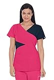 Grey's Anatomy Signature 2140 Contrast Mock Wrap Top Chateau Rose/Graphite M