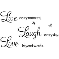 Live Every Moment,Laugh Every Day,Love Beyond Words,Wall Sticker Motivational Wall Decals,Family Inspirational Wall Stickers Quotes