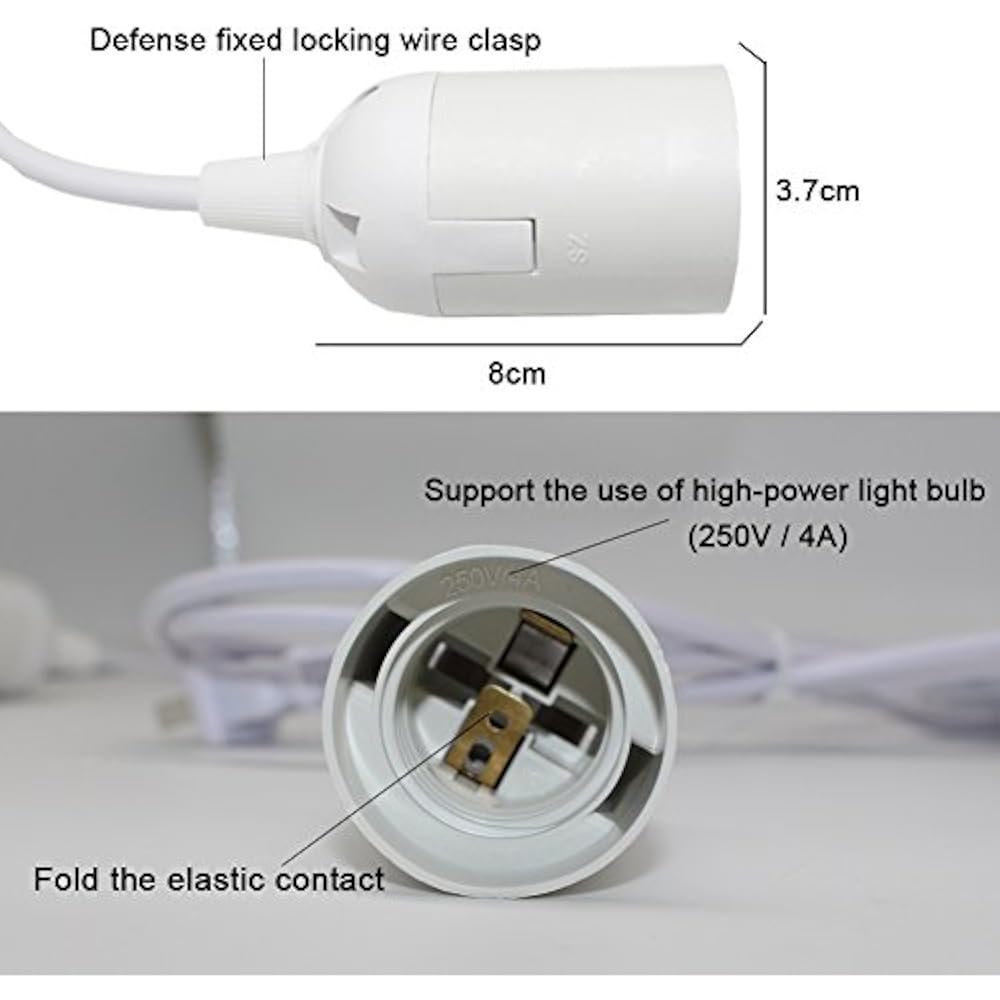 Pendant Light Sockets, 4pack Hanging Lamp For E26 / E27 Base Bulbs, 5