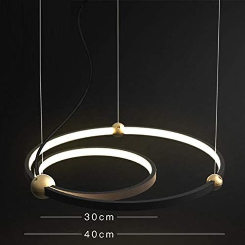 SPA Round Pendant Light 2-Rings Iron Black Chandelier Modern Design Restaurant Bar Pendant Hanging Lamp Creative Art Living Room Dining Room Bedroom Study Decorative Ceiling Lighting Ø(40+30)cm Warm L